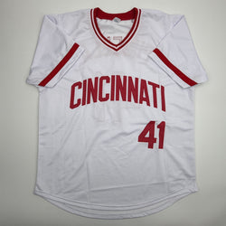 Autographed/Signed Lou Piniella 90 WSC Cincinnati White Baseball Jersey JSA COA