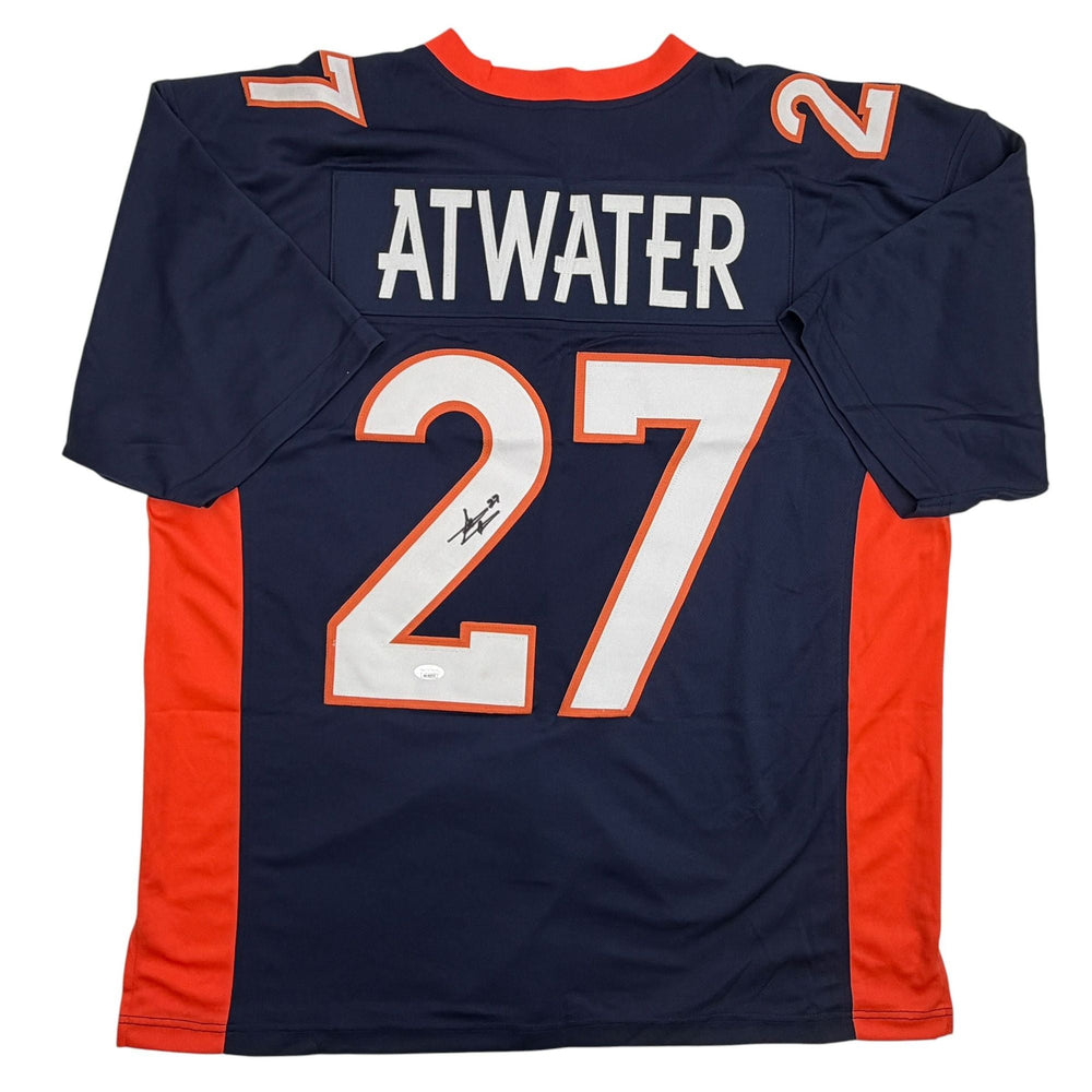Autographed/Signed Steve Atwater Denver Blue Football Jersey JSA COA (ONLINE ORDER ONLY)