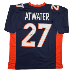 Autographed/Signed Steve Atwater Denver Blue Football Jersey JSA COA (ONLINE ORDER ONLY)