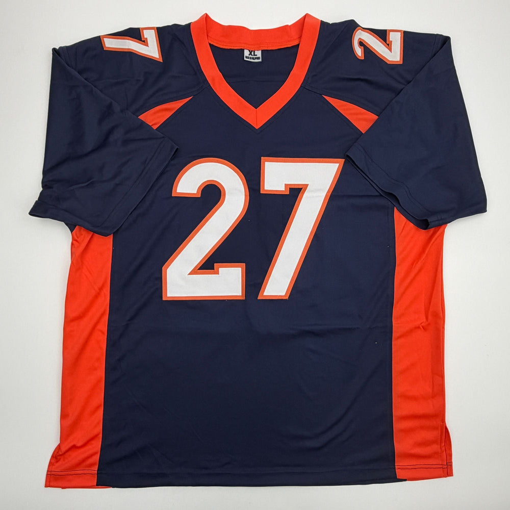 Autographed/Signed Steve Atwater Denver Blue Football Jersey JSA COA (ONLINE ORDER ONLY)