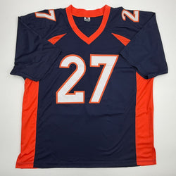 Autographed/Signed Steve Atwater Denver Blue Football Jersey JSA COA (ONLINE ORDER ONLY)