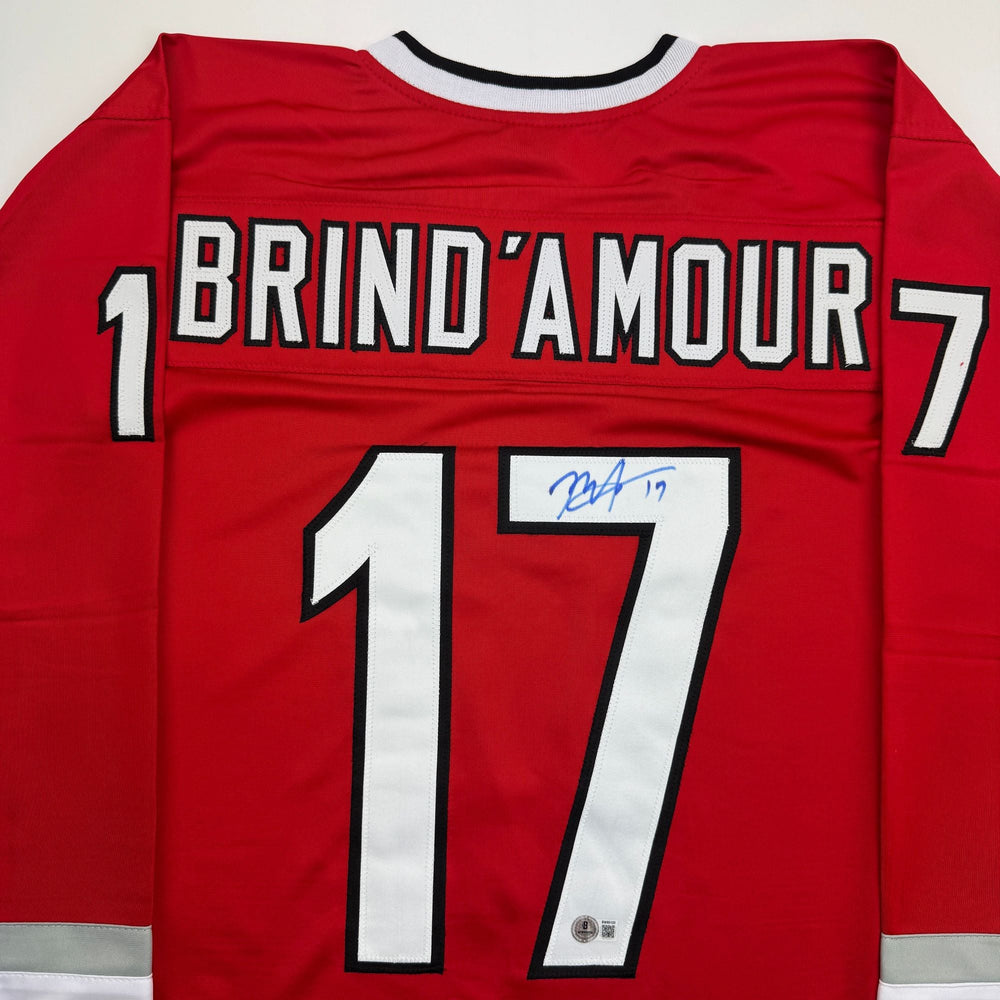 Autographed/Signed Rod Brind'Amour Carolina Red Hockey Jersey Beckett BAS COA