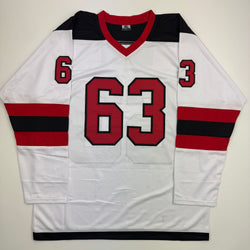 Autographed/Signed Jesper Bratt New Jersey NJ White Hockey Jersey Beckett BAS COA