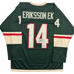 Autographed/Signed Joel Eriksson Ek Minnesota Green Hockey Jersey Beckett BAS COA