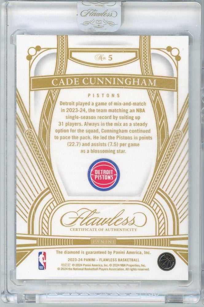 2023 Panini Flawless Cade Cunningham #5 /20 Diamond Basketball Card