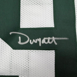Framed Autographed/Signed Devonte Wyatt 35x39 Green Bay White Football Jersey Beckett BAS COA