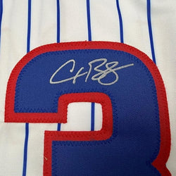 Framed Autographed/Signed Alex Bregman 35x39 Chicago Pinstripe Baseball Jersey Beckett BAS COA