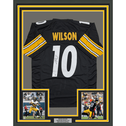 Framed Autographed/Signed Roman Wilson 35x39 Pittsburgh Black Football Jersey Beckett BAS COA