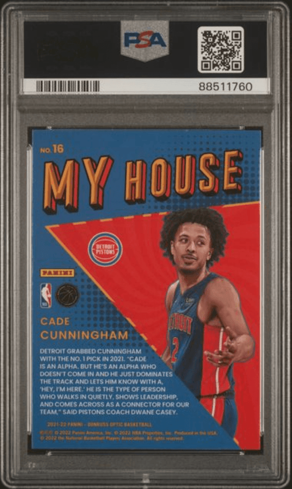 Graded 2021 Panini Donruss Optic Cade Cunningham #16 My House Rookie RC Basketball Card PSA 10 Gem Mint