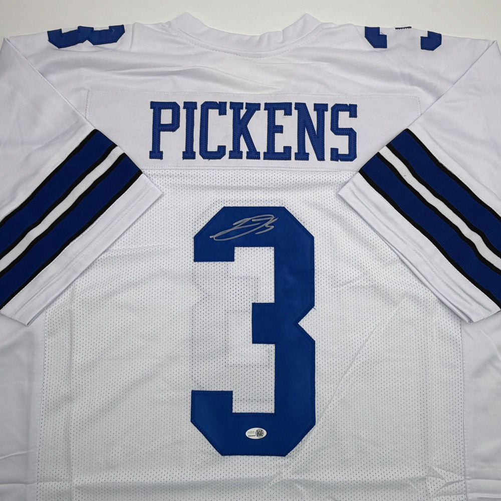 Autographed/Signed George Pickens Dallas White Football Jersey JSA COA