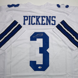 Autographed/Signed George Pickens Dallas White Football Jersey JSA COA