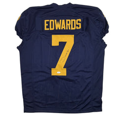 Autographed/Signed Donovan Edwards Michigan Blue College Football Jersey JSA COA