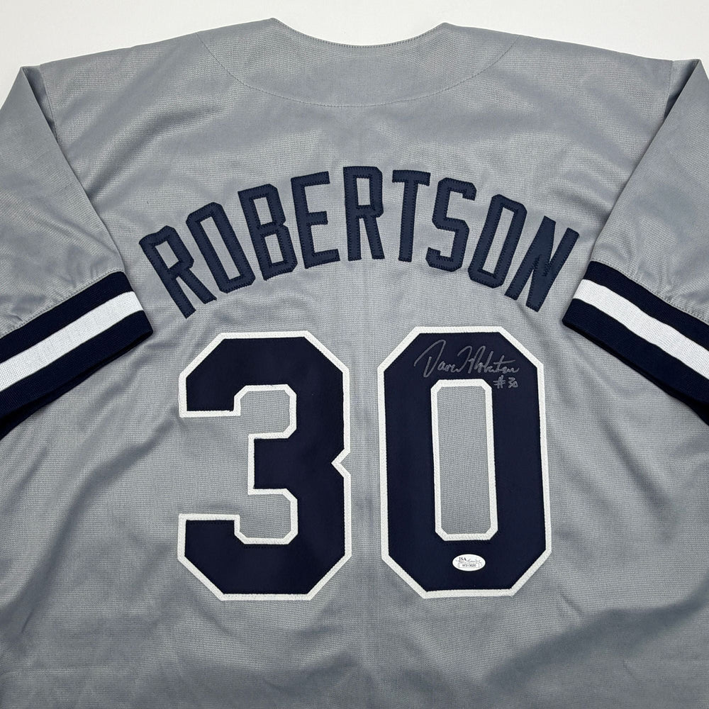 Autographed/Signed David Robertson New York Grey Baseball Jersey JSA COA