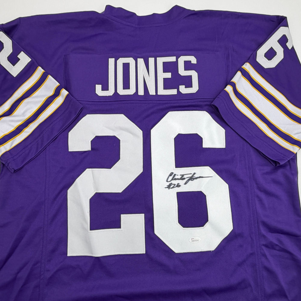 Autographed/Signed Clinton Jones Minnesota Purple Football Jersey JSA COA