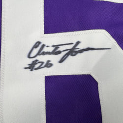 Autographed/Signed Clinton Jones Minnesota Purple Football Jersey JSA COA