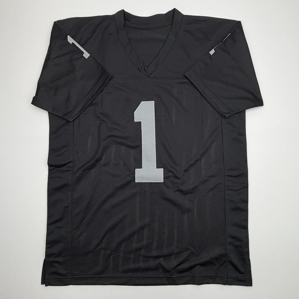 Autographed/Signed Tre Tucker Oakland Las Vegas Black Football Jersey Beckett BAS COA