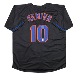Autographed/Signed Marcus Semien New York Black Baseball Jersey Beckett BAS COA