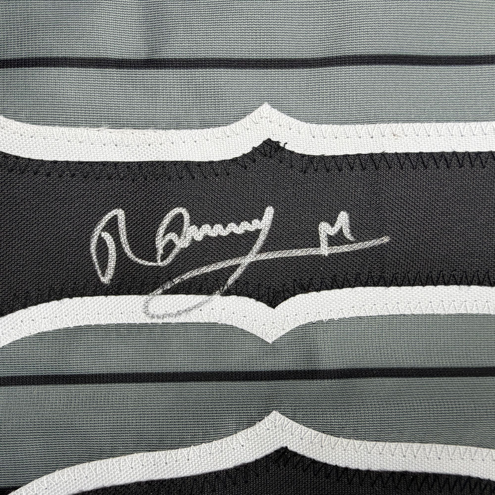 Autographed/Signed Ronny Mauricio New York Grey Pinstripe City Connect Baseball Jersey Beckett BAS COA