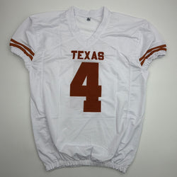 Autographed/Signed CJ Baxter Texas White Pro Cut College Football Jersey Beckett BAS COA