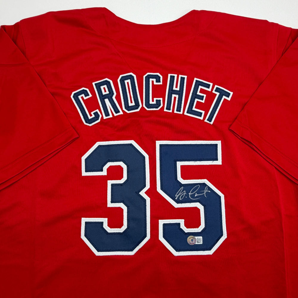 Autographed/Signed Garrett Crochet Boston Red Baseball Jersey Beckett BAS COA