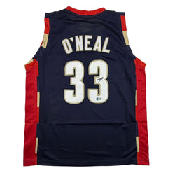 Autographed/Signed Shaquille Shaq O'Neal Cleveland Blue Basketball Jersey Beckett BAS COA