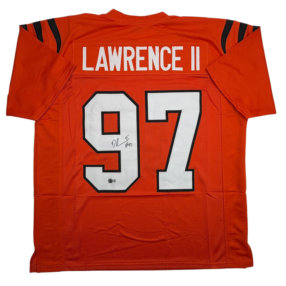 Autographed/Signed Dexter Lawrence II Cincinnati Orange Football Jersey Beckett BAS COA (ONLINE ORDER ONLY)