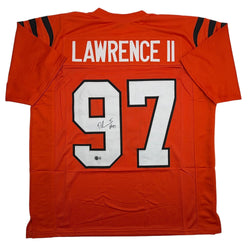 Autographed/Signed Dexter Lawrence II Cincinnati Orange Football Jersey Beckett BAS COA (ONLINE ORDER ONLY)