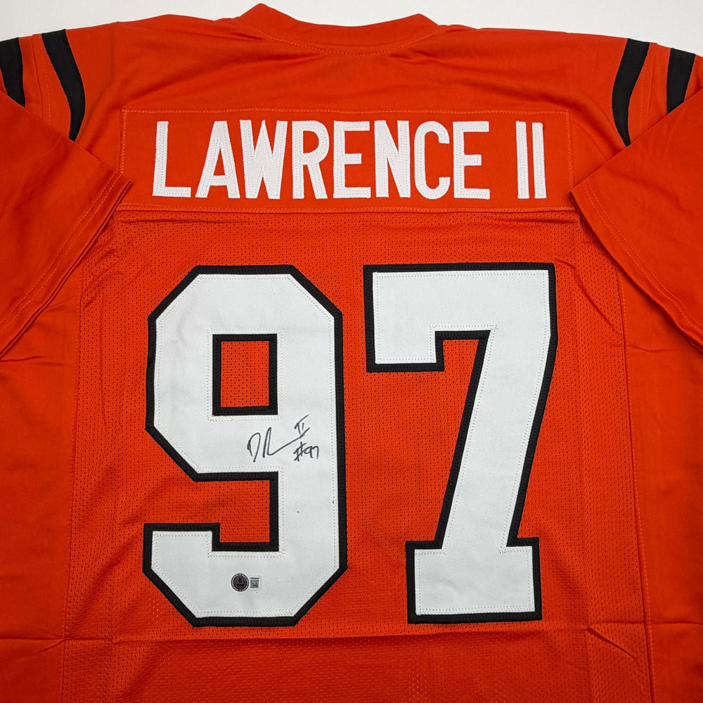 Autographed/Signed Dexter Lawrence II Cincinnati Orange Football Jersey Beckett BAS COA (ONLINE ORDER ONLY)