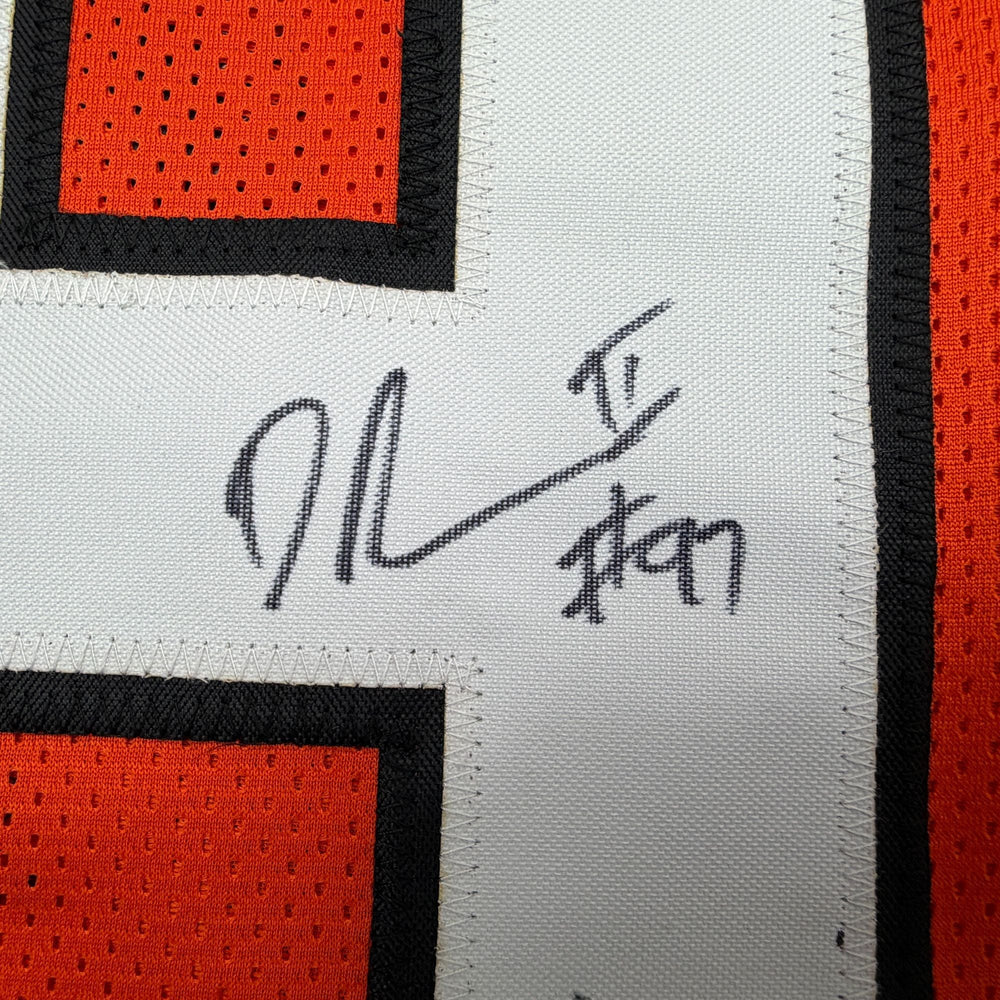 Autographed/Signed Dexter Lawrence II Cincinnati Orange Football Jersey Beckett BAS COA (ONLINE ORDER ONLY)