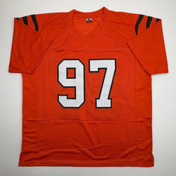 Autographed/Signed Dexter Lawrence II Cincinnati Orange Football Jersey Beckett BAS COA (ONLINE ORDER ONLY)