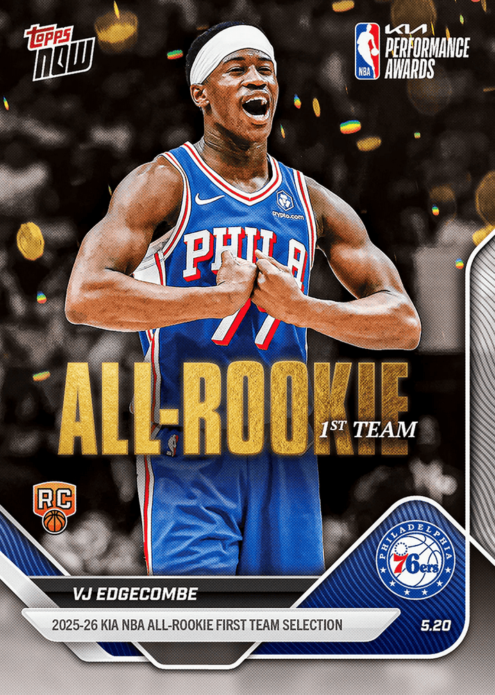 2025 Topps Now VJ Edgecombe #AR03 2025-26 KIA NBA All Rookie First Team Selection Philadelphia 76ers Rookie RC Basketball Card (ONLINE ORDER ONLY)