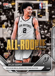 2025 Topps Now Dylan Harper #AR04 2025-26 KIA NBA All Rookie First Team Selection San Antonio Spurs Rookie RC Basketball Card (ONLINE ORDER ONLY)
