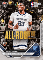 2025 Topps Now Cedric Coward #AR05 2025-26 KIA NBA All Rookie First Team Selection Memphis Grizzlies Rookie RC Basketball Card (ONLINE ORDER ONLY)