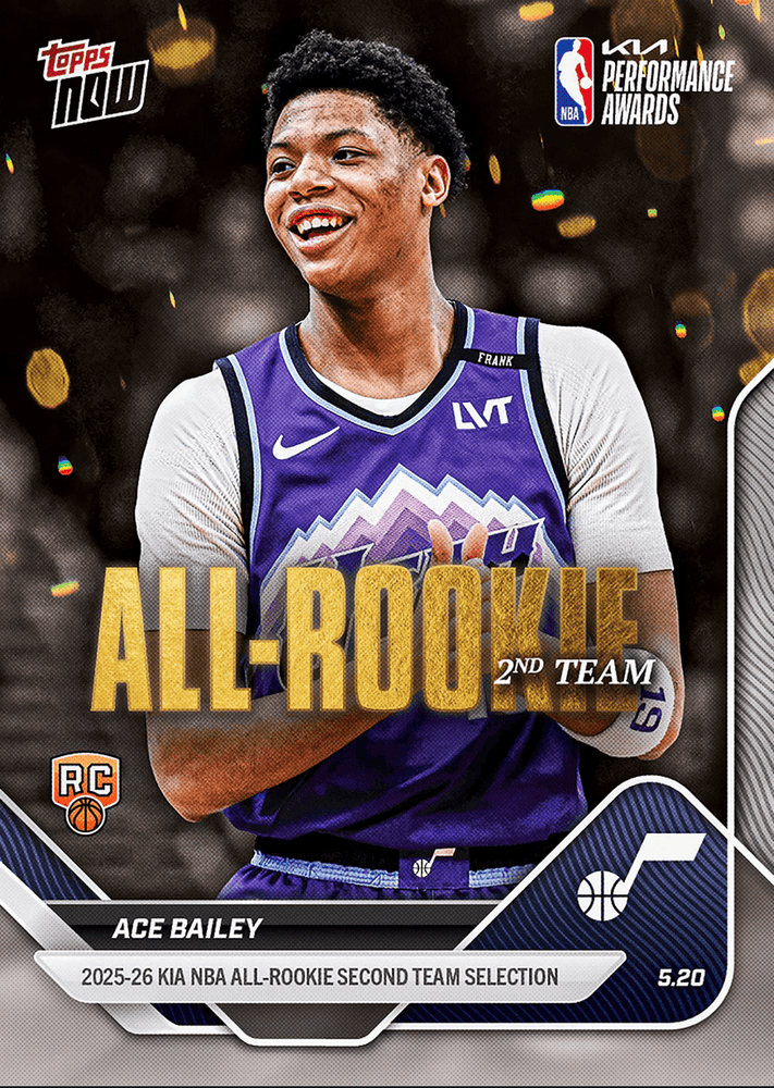 2025 Topps Now Ace Bailey #AR07 2025-26 KIA NBA All Rookie Second Team Selection Utah Jazz Rookie RC Basketball Card (ONLINE ORDER ONLY)