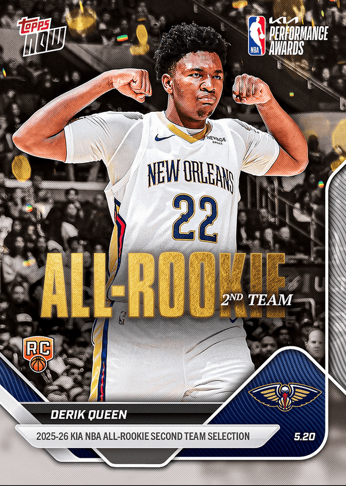2025 Topps Now Derik Queen #AR08 2025-26 KIA NBA All Rookie Second Team Selection New Orleans Pelicans Rookie RC Basketball Card (ONLINE ORDER ONLY)
