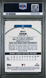 Graded 2025 Topps Finest Matt Shaw #265 Blue Refractor /99 Rookie RC Baseball Card PSA 10 Gem Mint