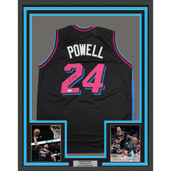 Framed Autographed/Signed Norman Powell 35x39 Miami Black Vice City Basketball Jersey Beckett BAS COA