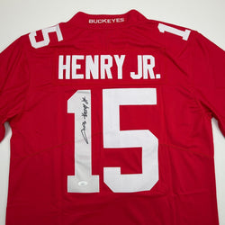 Autographed/Signed Chris Henry Jr. Ohio State Red College Football Jersey JSA COA