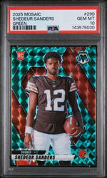 Graded 2025 Panini Mosaic Shedeur Sanders #290 Green Rookie RC Football Card PSA 10 Gem Mint