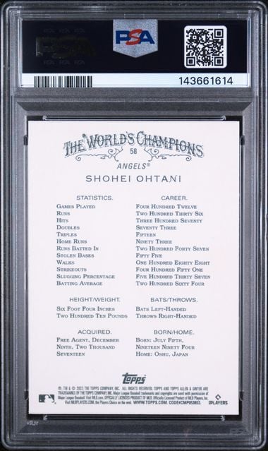 Graded 2022 Topps Allen & Ginter Shohei Ohtani #58 Baseball Card PSA 9 Mint