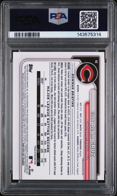 Graded 2024 Topps Bowman Chrome Elly De La Cruz #42 Rookie RC Baseball Card PSA 10 Gem Mint