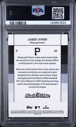 Graded 2024 Topps Black & White Jared Jones #83 /75 Yellow Rookie RC Baseball Card PSA 10 Gem Mint