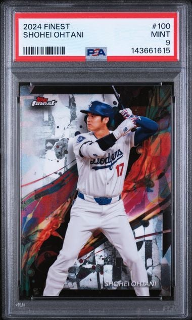 Graded 2024 Topps Finest Shohei Ohtani #100 Baseball Card PSA 9 Mint