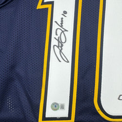 Autographed/Signed Justin Herbert 2020 ROY Los Angeles San Diego Navy Blue Football Jersey Beckett BAS COA (ONLINE ORDER ONLY)