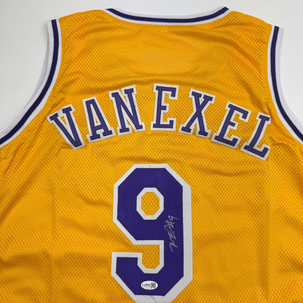 Autographed/Signed Nick Van Exel Los Angeles Yellow Basketball Jersey JSA COA