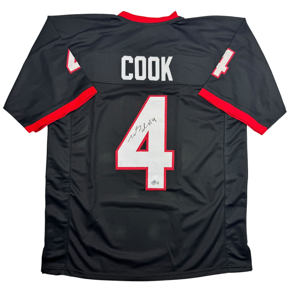 Autographed/Signed James Cook Georgia Black College Football Jersey Beckett BAS COA (ONLINE ORDER ONLY)