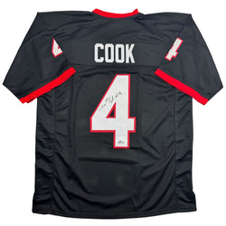 Autographed/Signed James Cook Georgia Black College Football Jersey Beckett BAS COA (ONLINE ORDER ONLY)