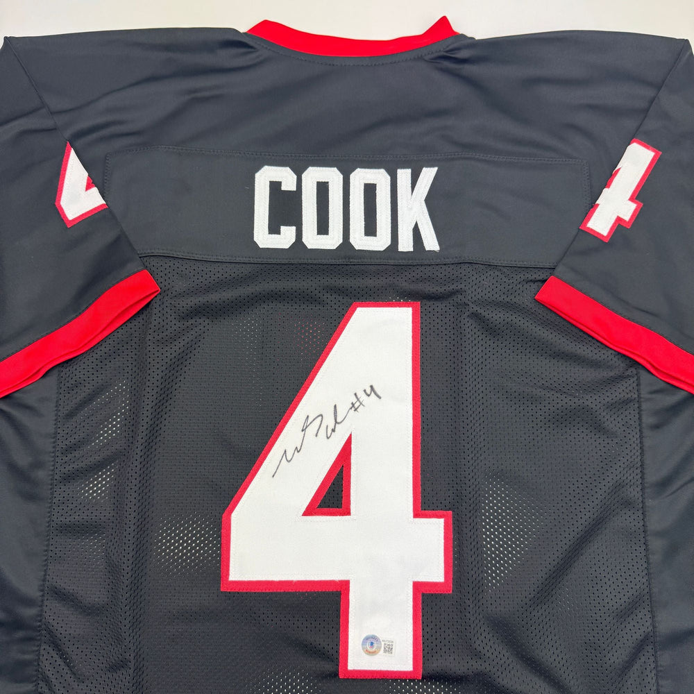 Autographed/Signed James Cook Georgia Black College Football Jersey Beckett BAS COA (ONLINE ORDER ONLY)