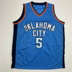 Autographed/Signed Kendrick Perkins Oklahoma City OKC Blue Basketball Jersey JSA COA