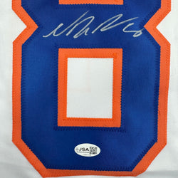 Autographed/Signed Noah Dobson New York White Hockey Jersey JSA COA